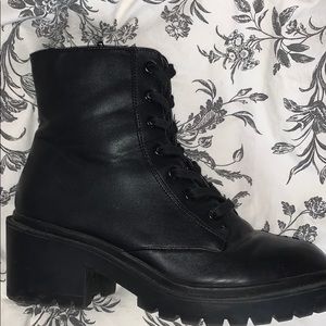 Black heel combat boots